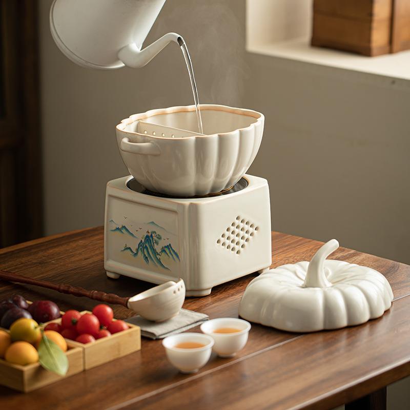 苏打釉南瓜壶茶勺套装家用煮茶烧水壶陶瓷古法茶壶围炉煮茶泡茶壶
