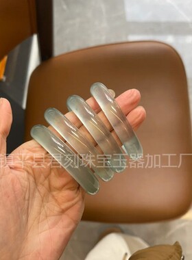 2026冰种石英岩玉手镯蓝水天青冻镯子库里蓝手镯翡翠平替水沫玉手