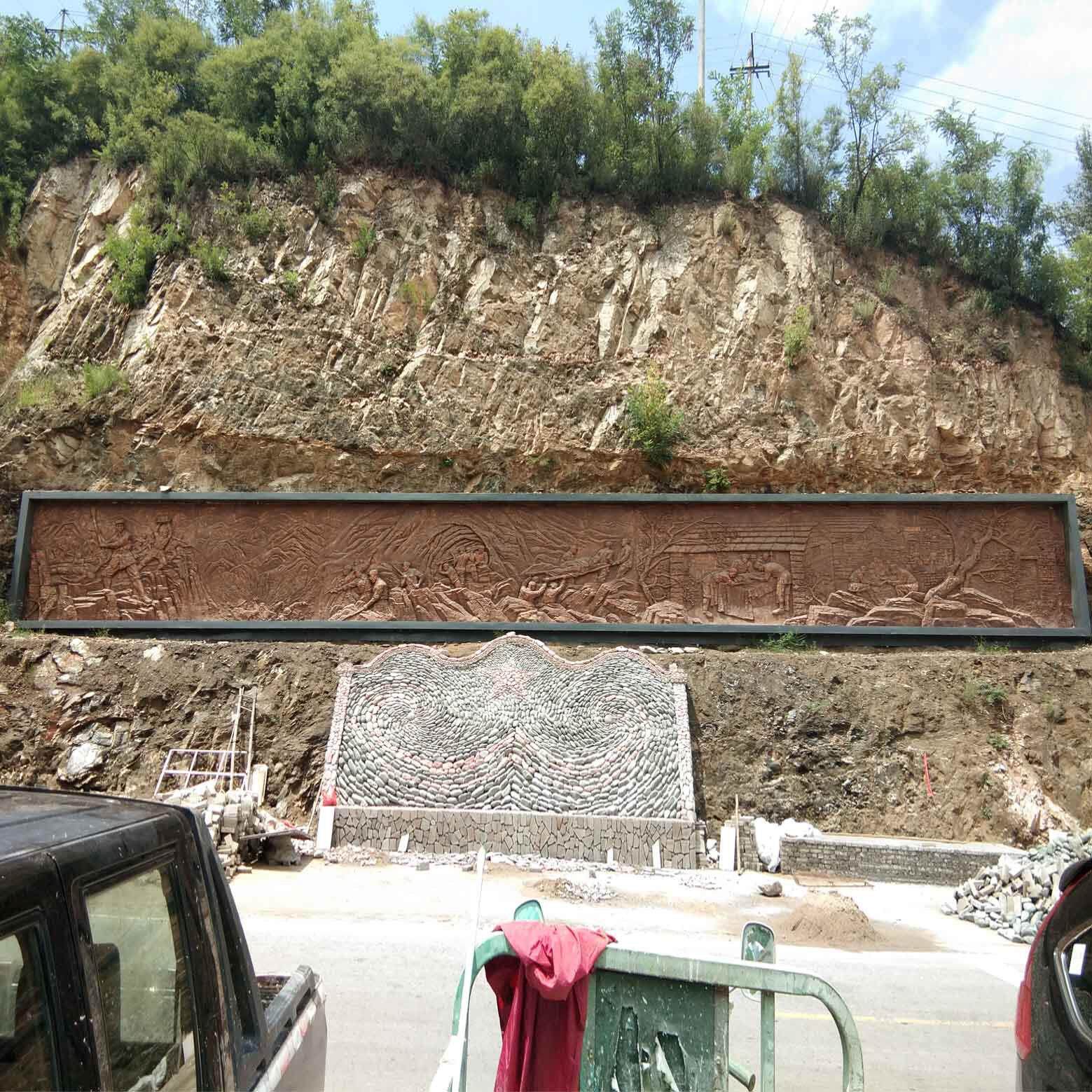 专业生产抗战红色系列玻璃钢砂岩景观室外校园背景墙广场装饰浮雕