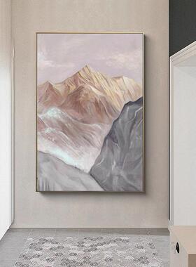 背有靠山客厅装饰画现代简约抽象山景入户玄关挂画大幅沙发落地画