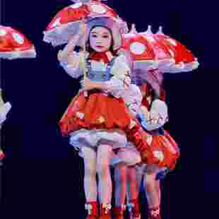 蘑菇蘑菇舞蹈服蘑菇cos服装蘑菇伞跳舞道具蘑菇红帽洛丽塔演出服