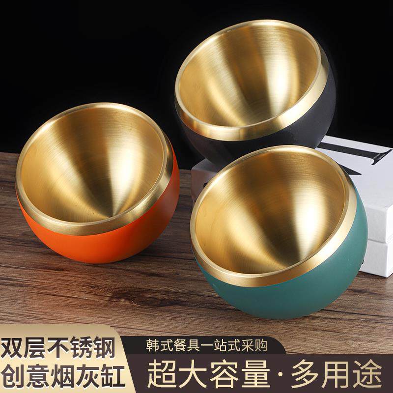 不锈钢双层烟盅创意时尚网咖酒吧KTV烟灰缸会所酒店斜口碗,餐饮具,碗,淘宝优惠券,粉丝福利购,淘宝优惠卷