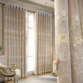 土耳其进口工艺绣花浮雕窗纱高档轻奢奢华大气客厅卧室遮光窗帘