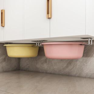 脸盆收纳架盆子浴室柜下盆架卫生间免打孔洗漱台壁挂不锈钢置物架