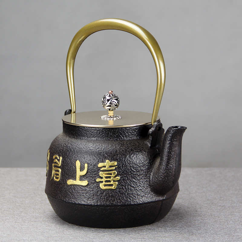 1400ml喜上眉梢铸铁壶手工养生铁壶茶壶茶具烧水泡茶铁茶壶礼品壶