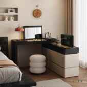 意约633式 极简床梳妆台斗柜一柜现代卧室简黑白体色尾化妆桌收纳