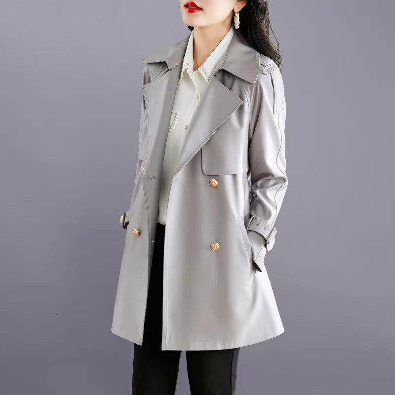 纪诗哲高级感灰色风衣女短款小个子2026春季新款气质收腰显瘦外套