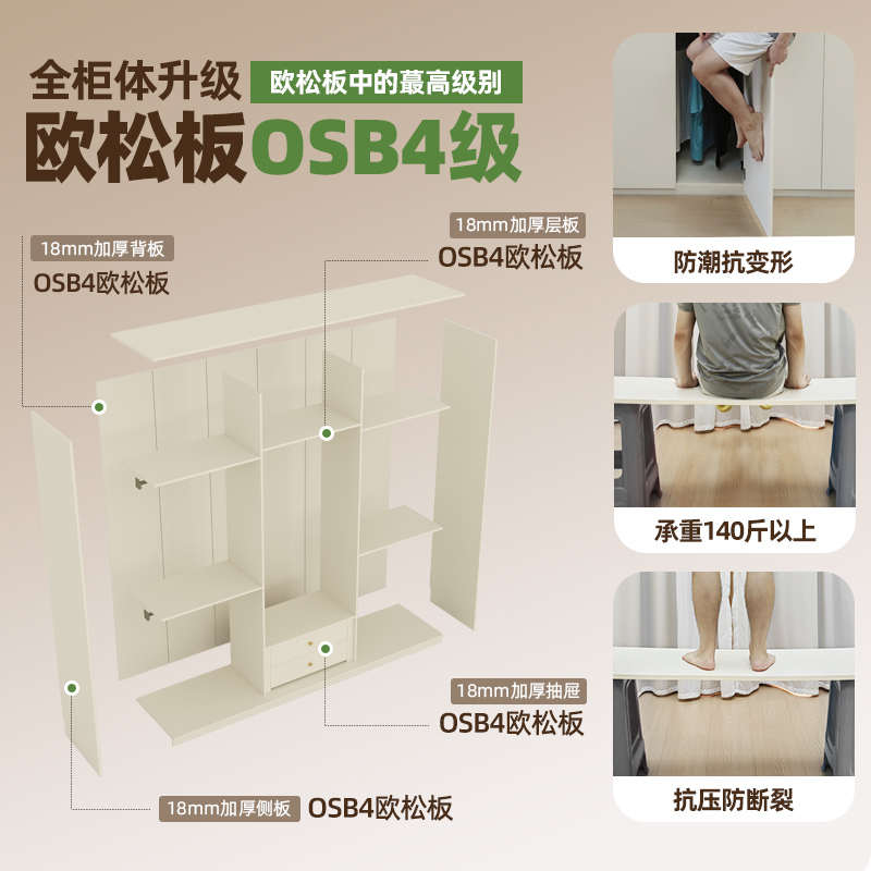 定制实木推拉门衣柜家用卧室现代简约移门小户型骨骼线滑门大衣橱