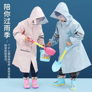 男童小学生专用带书包位大童雨披 春亚纺学院风儿童雨衣女童新款