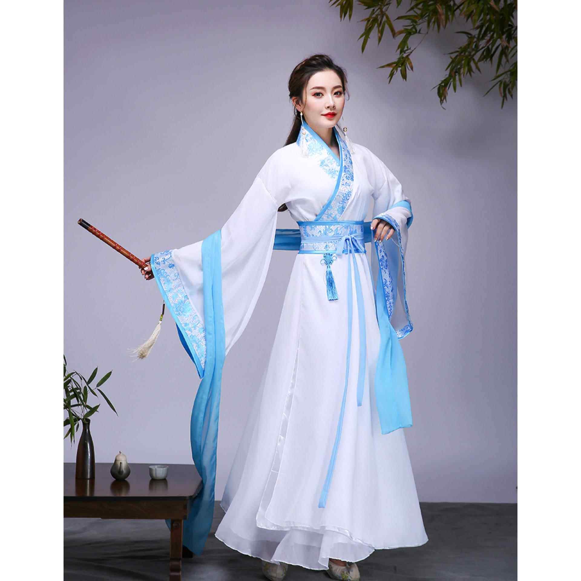 高档古装装仙女飘广袖服舞台逸装古筝舞蹈演出服服古代改良汉女襦