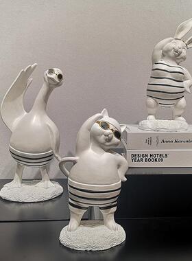 现代简爱约创意个性摆设可卡通LKP动物摆件客厅样板房房儿童居软