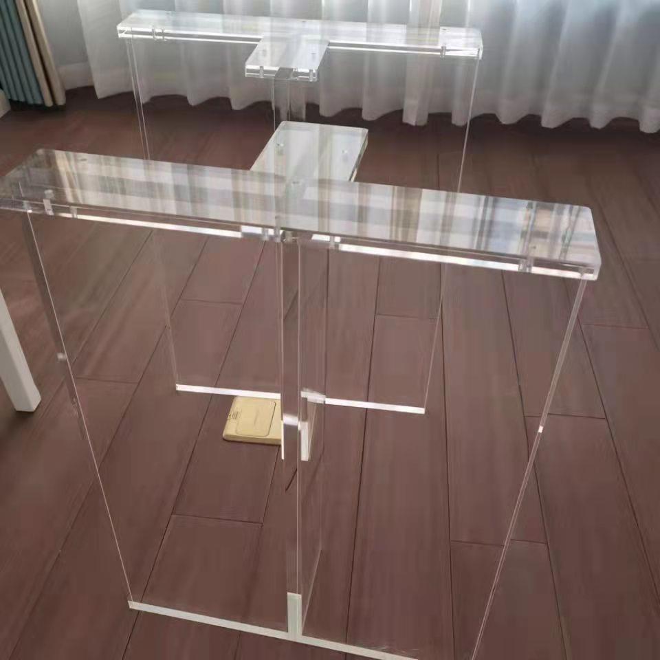 高透明亚克力桌腿厚板抛光T型吧台餐桌茶几办公桌脚20 30 40 50mm