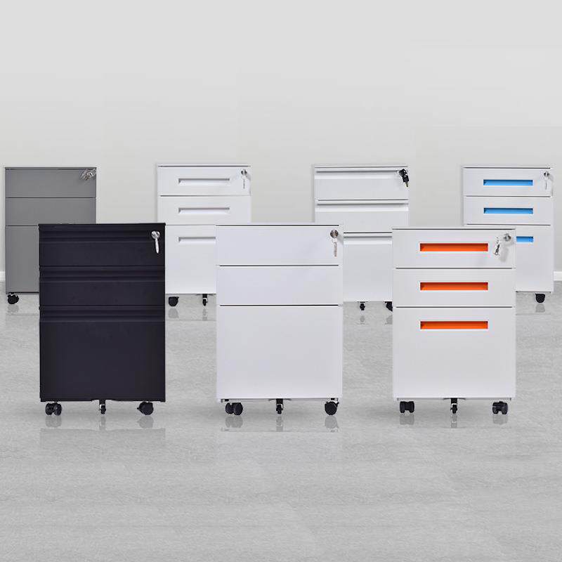 厂家直销钢制活动柜电子密码锁三抽移动柜办公桌下柜收纳资料小柜