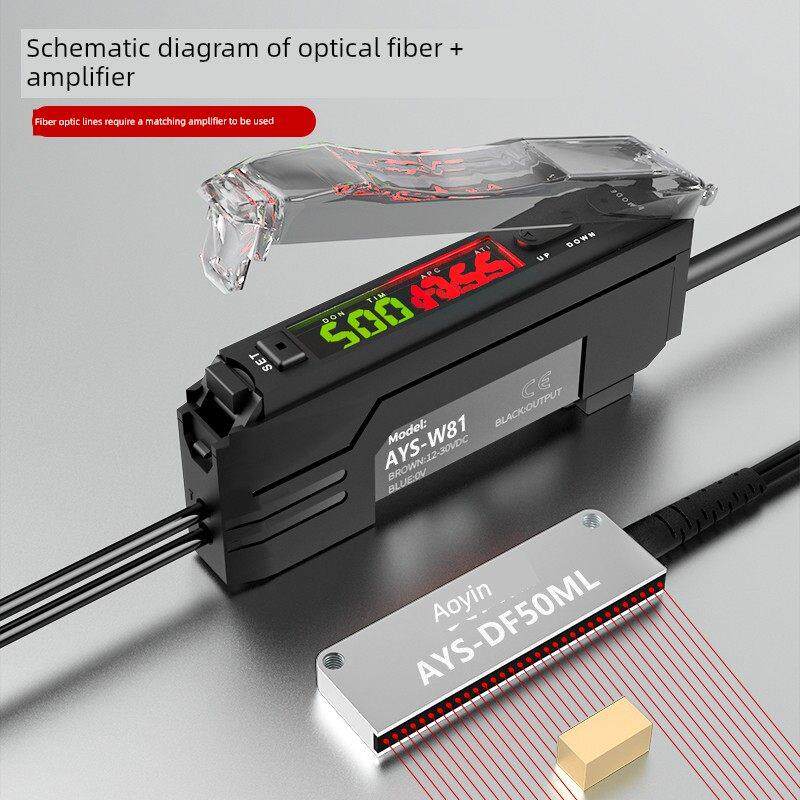 奥音斯矩阵光纤传感器放大器区域检测对射漫反射红外线光栅感应器