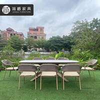 室外家具庭院花园别墅游艇藤椅户外防水防晒座椅岩板餐桌金属桌椅