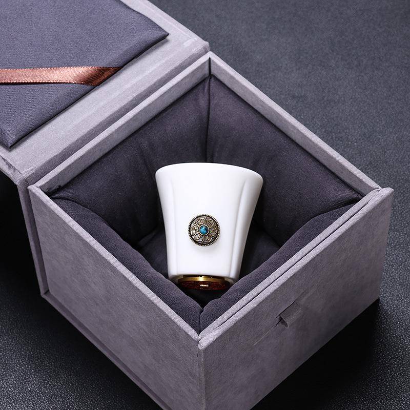 品茗杯绿色个性主人喝茶杯陶瓷单品大号茶盏茶碗高端轻奢陶瓷