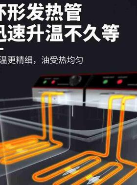 千麦油炸锅商用EF-8L单双缸台式油炸机多功能不锈钢恒温电炸炉