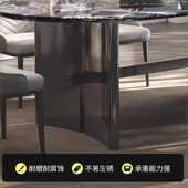 微晶石餐桌椅组合轻奢简约家用长方形微晶石岩板椭圆形餐桌