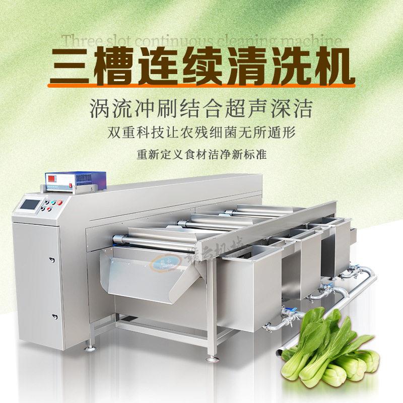 三槽连续清洗机净菜果蔬水产肉类等物料的清洗加工三联清洗机