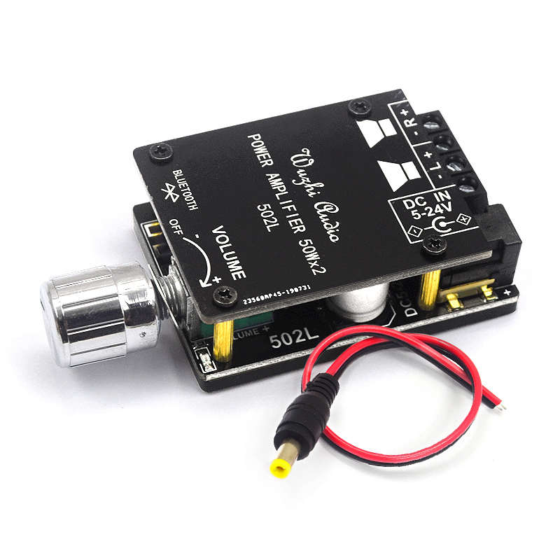 迷你版20-50Wx2蓝牙5.0数字功放板旋钮带开关502L功放5-24V双声道