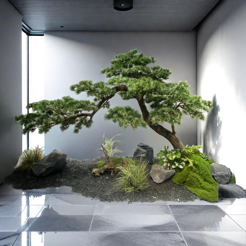 仿真迎客松树室内景观植物盆栽大型盆景落地假树摆件