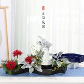 小原流花器S型白色陶瓷花器创意插花器皿花盆盛花造景桌面摆件