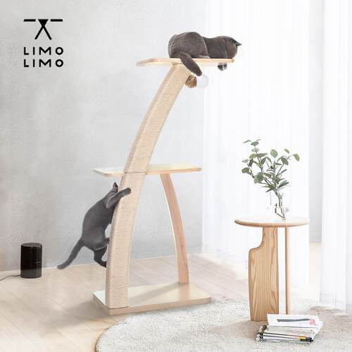 实木猫爬架猫架子limolimo椰子小型猫树不占地猫抓柱日系简约剑麻