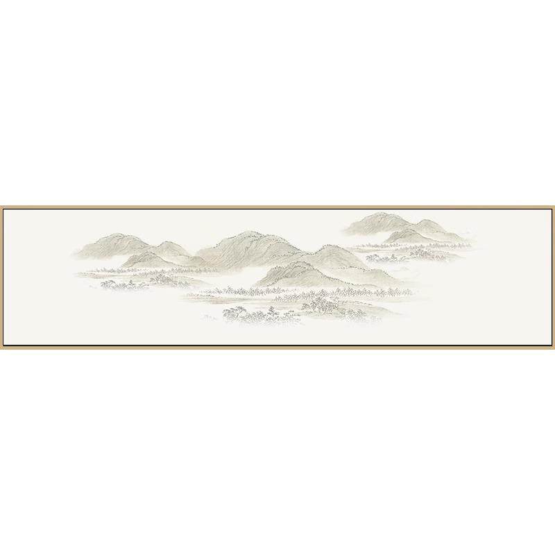 水墨山水现代新中式艺术客厅抽象壁画简约卧室装饰横幅背景墙挂画
