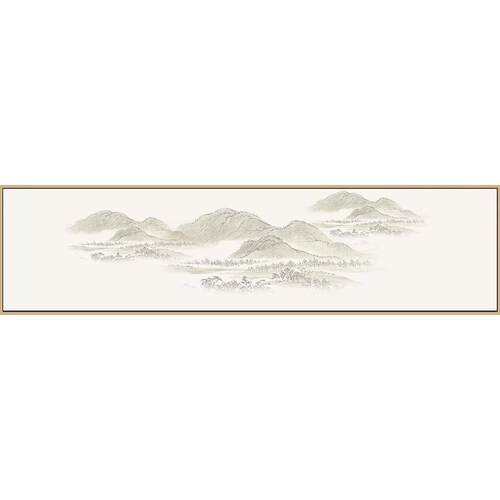 水墨山水现代新中式艺术客厅抽象壁画简约卧室装饰横幅背景墙挂画