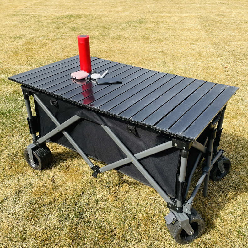 户外露营小推车可折叠大容量车桌两用野餐旅行烧烤摆摊营地推车