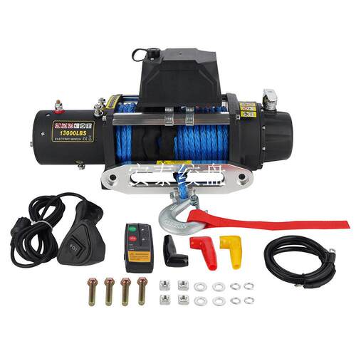 厂家直销直流12v/24v13000磅尼龙绳越野车救援绞盘汽车电动绞盘