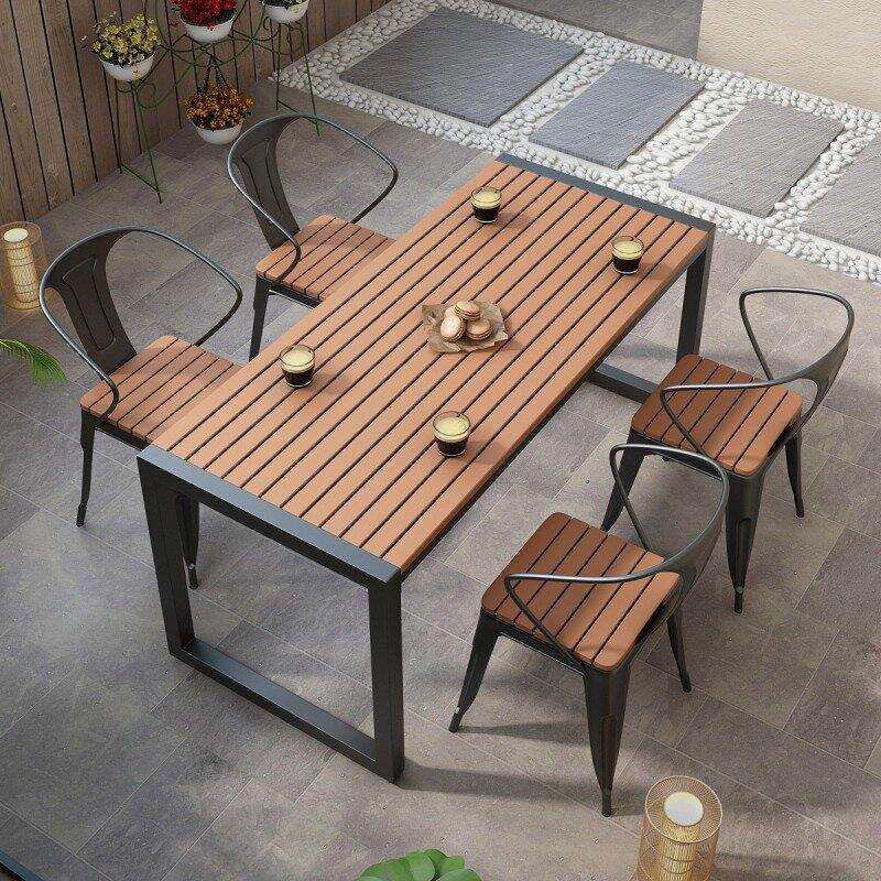 户外餐桌庭院阳台露天桌椅组合桌子休闲户外塑木室外桌餐厅餐桌椅