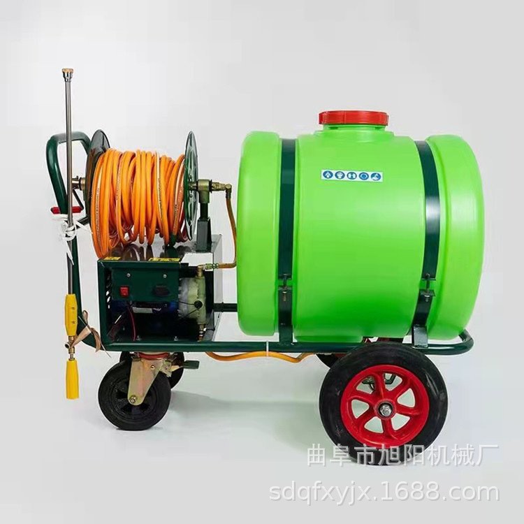 公园绿化拉管式打药机 12V45A电动高压喷药机 160升手推车喷雾器