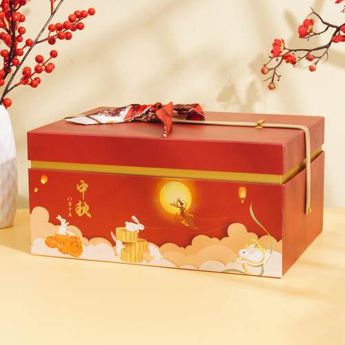 新款国潮月饼礼盒包装盒高档12粒16粒双层印logo月饼盒礼盒空盒