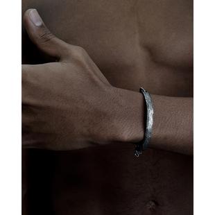 性款 原创设计个 机械暗黑系半 Hamme列r925纯银手O镯 高档VIXTRM