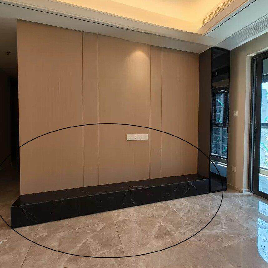 定制黑色全石板地板柜特长电视柜咖啡桌组合壁柜现代极简主义客厅