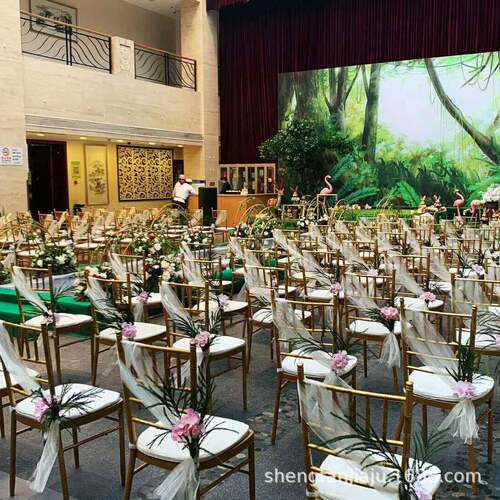 工厂竹节椅户外椅子铁艺餐椅婚庆婚礼椅金色白色道具轻奢家用
