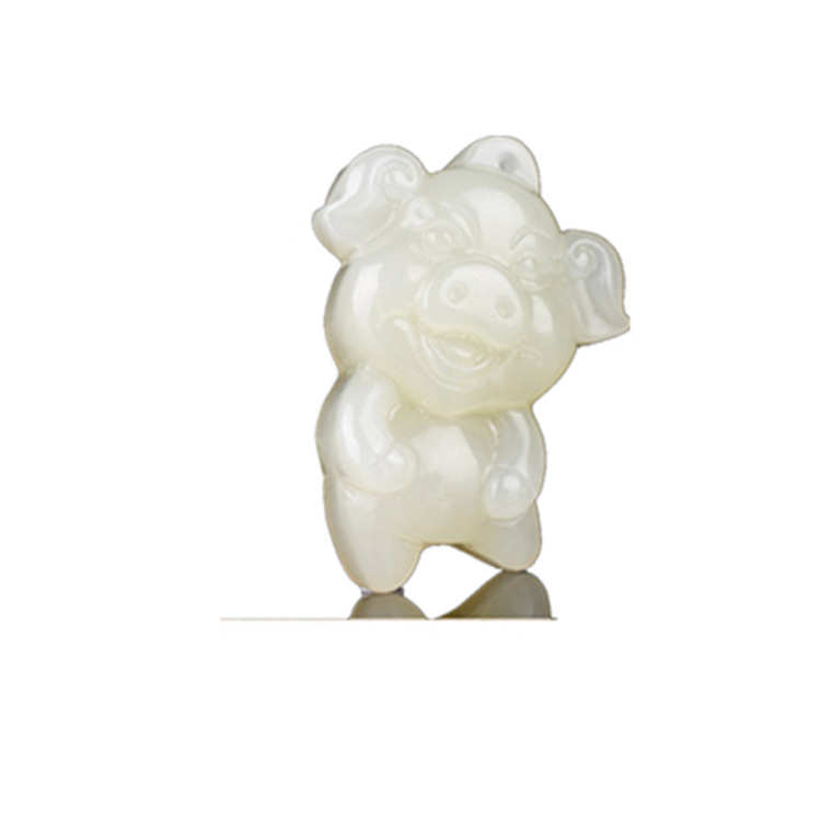 卡通和田白玉生肖鼠牛虎兔龙羊猴鸡玉吊坠男女十二生肖玉坠