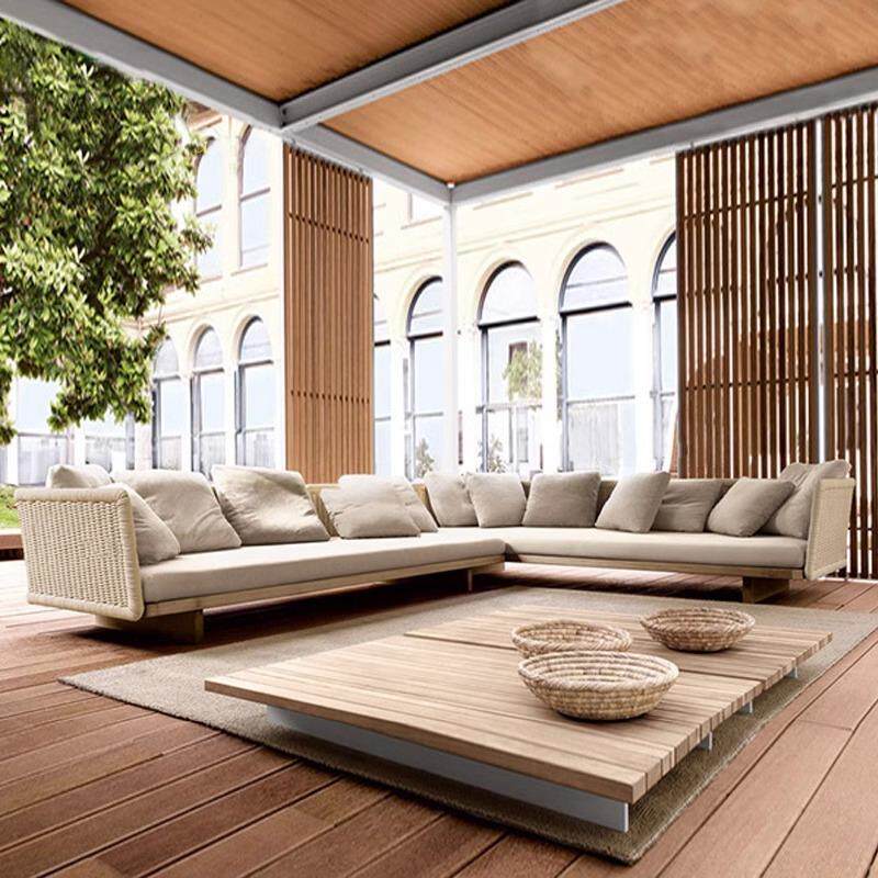 户外沙发休闲防水防晒阳光房庭院露台设计师阳台实木藤编沙发家具