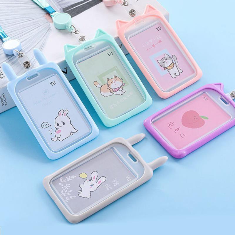 Cute Cartoon Cat Bank Identity Bus ID Card Holder Wallet Bus