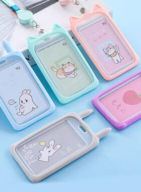 Cute Cartoon Cat Bank Identity Bus ID Card Holder Wallet Bus