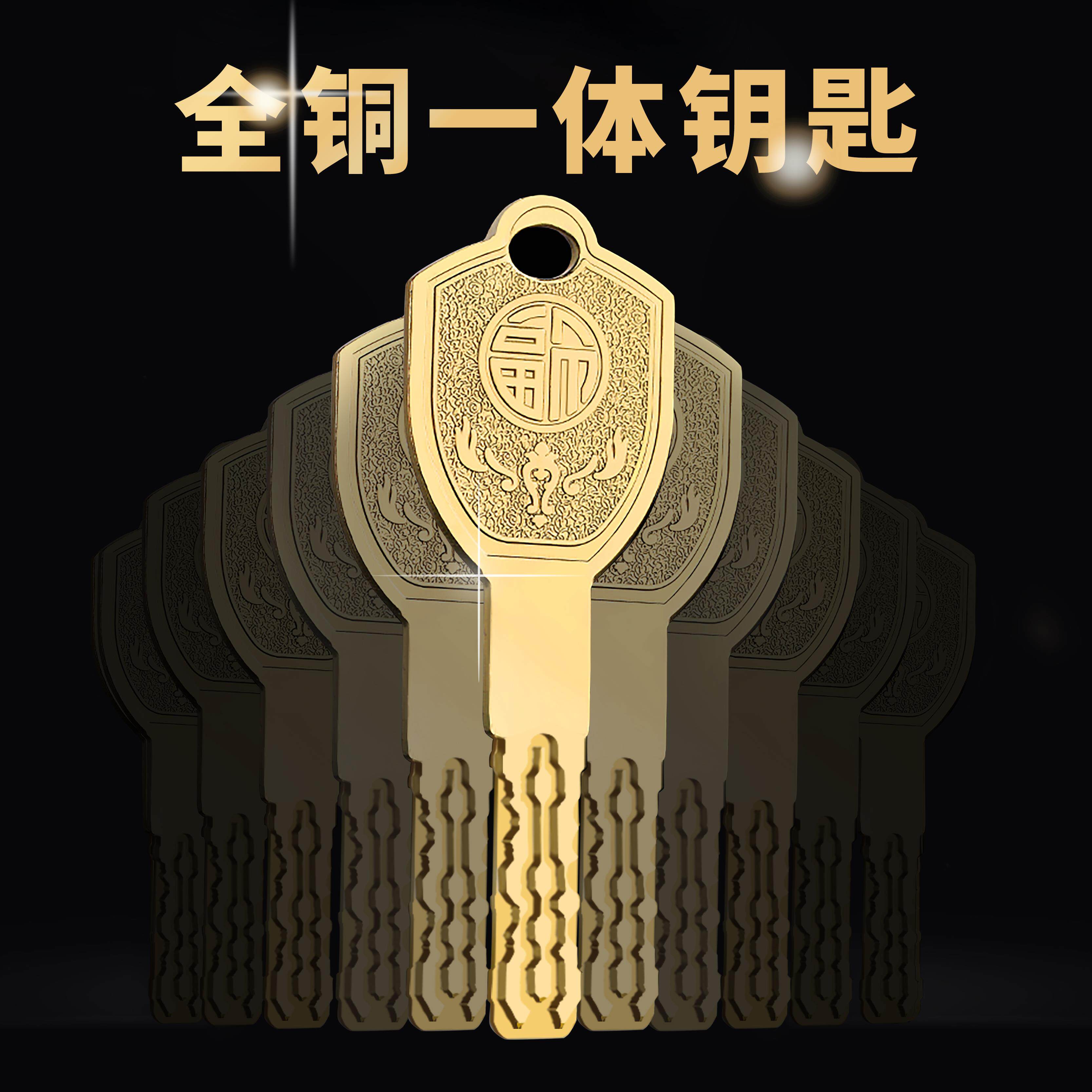 全铜一体钥匙防盗门通用超c级锁芯进户门锁芯家用ab叶片多轨道