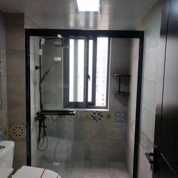 淋浴房一字型整体卫生间干湿分离浴屏玻璃移门隔断推拉门