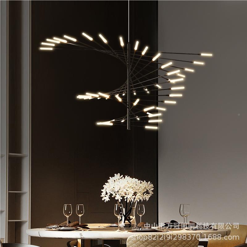 80代个简约餐现厅吊客灯别墅厅性创意艺术烟花吊灯