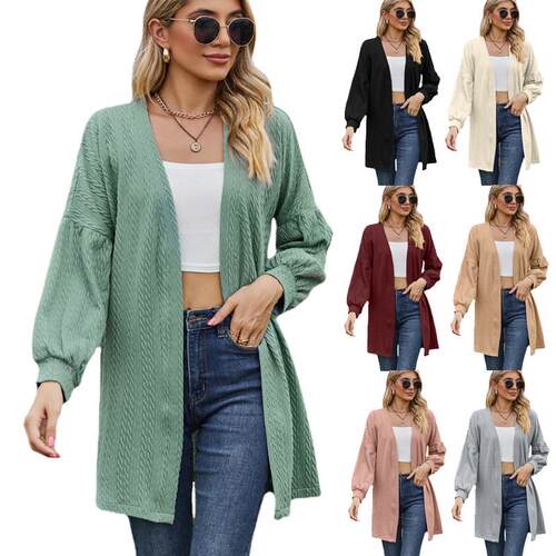Long sleeved cardigan top women's knitted jacket