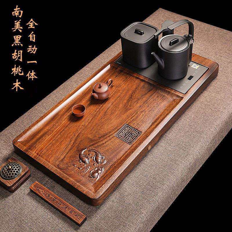 南美胡桃木轻奢实木茶盘中式家用烧水壶套装全自动一体