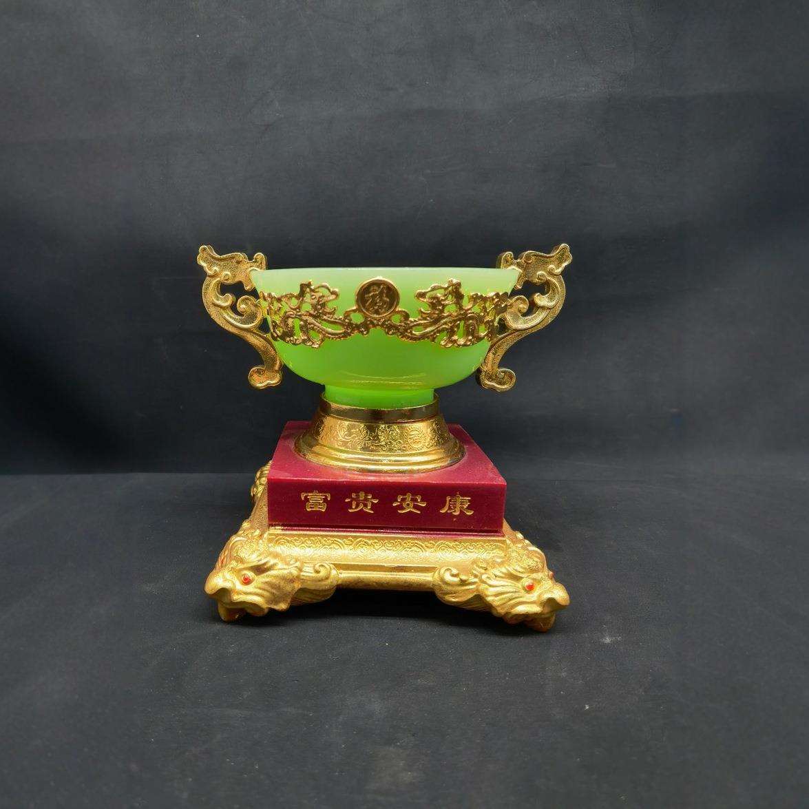 夜光树脂玉碗摆件仿玉碗呈祥家居玄关夜光摆件摆件