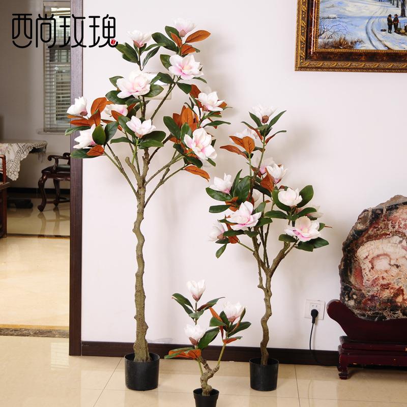 白玉兰花盆栽假树植物造景盆景绿植客厅摆件园林景观仿真真