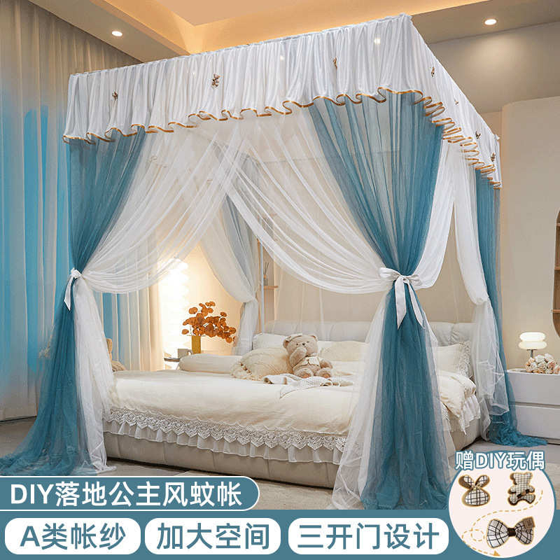 2.公主床风18m1222纹..米.加密蚊帐5m0x2米老式账落地.家用1 宫廷