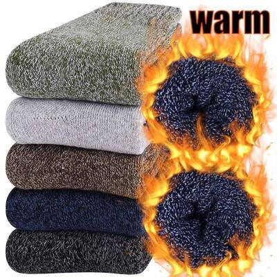 5 Pairs Thermal Wool Socks For Men Women, Men's Warm Soc
